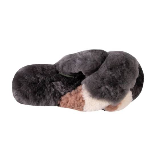 NEW CLOUD NINE ladies duo-tone emma sheepskin slipper in grey/brown - Picture 10 of 10